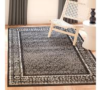 SAFAVIEH Tapis d'Appoint 91 x 152 cm - Adirondack Collection - Transitionnel Design, Noir & Argent, Mélange Synthétique Entretien Facile, Idéal pour Salon, Chambre, Bureau