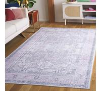 Safavieh Tapis de Sol Vieilli - Lavable en Machine et Antidérapant - Optimal pour Les Zones à Fort Passage - Arizona Collection, Tapis à Poil Court, Rouge et Ivoire, 183 X 183 Cm