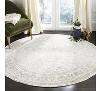 Safavieh Tapis de Sol Vieilli pour Salon, Salle à Manger, Chambre à Coucher - Adirondack Collection, Tapis à Poil Court, Ivoire et Argent, 160 x 160 cm