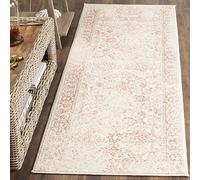SAFAVIEH Tapis de Sol Vieilli pour Salon, Salle à Manger, Chambre à Coucher - Adirondack Collection, Tapis à Poil Court, Ivoire et Rose, 76 x 304 cm