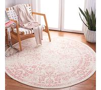 SAFAVIEH Tapis de Sol Vieilli pour Salon, Salle à Manger, Chambre à Coucher - Adirondack Collection, Tapis à Poil Court, Ivoire et Rose, 60 x 60 cm