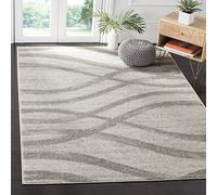 SAFAVIEH Tapis de Sol Vieilli pour Salon, Salle à manger, Chambre à coucher - Adirondack Collection, Tapis à poil court, Crème et gris, 155 X 229 cm