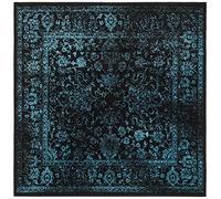 Safavieh Tapis de Sol Vieilli pour Salon, Salle à Manger, Chambre à Coucher - Adirondack Collection, Tapis à Poil Court, Noir et Sarcelle, 120 x 120 cm