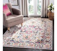 Safavieh Tapis de Sol Vieilli pour Salon, Salle à Manger, Chambre à Coucher - Madison Collection, Tapis à Poil Court, Fuchsia et Ivoire, 201 X 279 cm