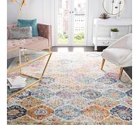 SAFAVIEH Tapis de Sol Vieilli pour Salon, Salle à manger, Chambre à coucher - Madison Collection, Tapis à poil court, Crème et Multi, 155 X 229 cm