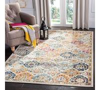 SAFAVIEH Tapis de Sol Vieilli pour Salon, Salle à manger, Chambre à coucher - Madison Collection, Tapis à poil court, Crème et Multi, 122 X 183 cm