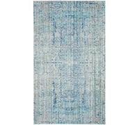 SAFAVIEH Tapis de Sol Vieilli pour Salon, Salle à manger, Chambre à coucher - Mystique Collection, Tapis à poil court, Bleu clair et Multi, 91 X 152 cm