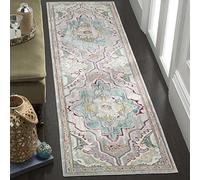 SAFAVIEH Tapis de Sol Vieilli pour Salon, Salle à manger, Chambre à coucher - Mystique Collection, Tapis à poil court, Gris et bleu clair, 69 X 244 cm