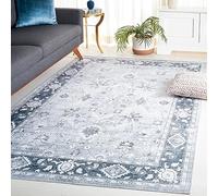 Safavieh Tapis de Sol Vieilli Rug Idéal pour Les Zones à Fort Passage - Lavable en Machine et Antidérapant - Arizona Collection, Tapis à Poil Court, in Gris et Ivoire, 90 X 150 cm