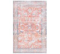 Safavieh Tapis de Sol Vieilli Rug Idéal pour Les Zones à Fort Passage - Lavable en Machine et Antidérapant - Arizona Collection, Tapis à Poil Court, in Rouge et Bleu, 90 X 150 cm