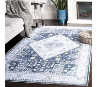 Safavieh Tapis de Sol Vieilli Rug Idéal pour Les Zones à Fort Passage - Lavable en Machine et Antidérapant - Arizona Collection, Tapis à Poil Court, in Gris et Ivoire, 90 X 150 cm