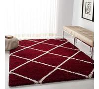 Safavieh Tapis d'intérieur Shaggy rectangulaire tissé Collection Hudson Shag SGH281 - Rouge/Ivoire - 91 x 152 cm