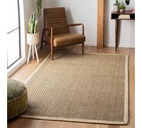 Safavieh Tapis en Fibres Naturelles Salon, Salle à Manger, Chambre à Coucher - Natural Fiber Collection, Tapis à Poil Court, Naturel et Brun, 91 x 91 cm