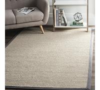 Safavieh Tapis en Fibres Naturelles Salon, Salle à Manger, Chambre à Coucher - Natural Fiber Collection, Tapis à Poil Court, Naturel et Noir, 122 x 122 cm