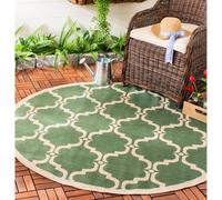 SAFAVIEH Tapis Géométrique - Lavable en machine et antidérapant - Salon, Salle à manger, Chambre à coucher - Courtyard Collection, Tapis à poil court, Vert foncé et beige, 160 X 160 cm