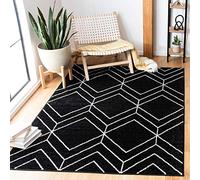 Safavieh Tapis géométrique Moderne pour Salon, Salle à Manger, Chambre à Coucher - Collection Adirondack - Poils Courts - Noir et Ivoire - 155 x 229 cm