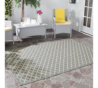 SAFAVIEH Tapis Géométrique pour - Imperméable à l'eau - Intérieur et extérieur - Courtyard Collection, Tapis à poil court, Anthracite et beige, 160 X 231 cm