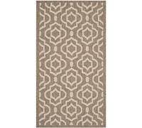 SAFAVIEH Tapis Géométrique pour - Imperméable à l'eau - Salon, Salle à Manger, Chambre à Coucher - Courtyard Collection, Tapis à Poil Court, Marron et os, 79 X 152 cm