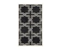 SAFAVIEH Tapis géométrique pour Intérieur et extérieur - Amherst Collection, Tapis à poil court, Anthracite et Ivoire, 91 X 152 cm
