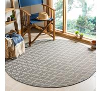 SAFAVIEH Tapis Géométrique pour Intérieur et extérieur - Imperméable à l'eau - Courtyard Collection, Tapis à poil court, Anthracite et beige, 160 X 160 cm