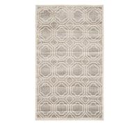 SAFAVIEH Tapis géométrique pour Salon, Salle à manger, Chambre à coucher - Amherst Collection, Tapis à poil court, Gris clair et Ivoire, 76 X 122 cm