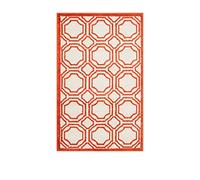 SAFAVIEH Tapis géométrique pour Salon, Salle à manger, Chambre à coucher - Amherst Collection, Tapis à poil court, Ivoire et Orange, 76 X 122 cm