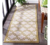 SAFAVIEH Tapis géométrique pour Salon, Salle à manger, Chambre à coucher - Amherst Collection, Tapis à poil court, Ivoire et vert clair, 69 X 213 cm