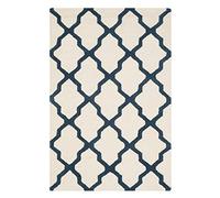 SAFAVIEH Tapis géométrique pour Salon, Salle à manger, Chambre à coucher - Cambridge Collection, Tapis à poil court, Ivoire et Marine, 76 X 244 cm