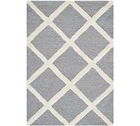 SAFAVIEH Tapis géométrique pour Salon, Salle à manger, Chambre à coucher - Cambridge Collection, Tapis à poil court, Argent et Ivoire, 91 X 152 cm