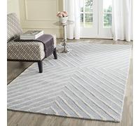 SAFAVIEH Tapis géométrique pour Salon, Salle à manger, Chambre à coucher - Cambridge Collection, Tapis à poil court, Bleu clair et ivoire, 152 X 244 cm