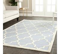 SAFAVIEH Tapis géométrique pour Salon, Salle à manger, Chambre à coucher - Cambridge Collection, Tapis à poil court, Bleu clair et ivoire, 183 X 274 cm