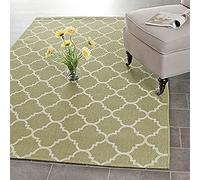 SAFAVIEH Tapis géométrique pour Salon, Salle à manger, Chambre à coucher - Courtyard Collection, Tapis à poil court, Vert et beige, 160 X 231 cm