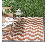 SAFAVIEH Tapis géométrique pour Salon, Salle à manger, Chambre à coucher - Courtyard Collection, Tapis à poil court, Terracotta et beige, 79 X 152 cm