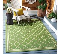 SAFAVIEH Tapis géométrique pour Salon, Salle à manger, Chambre à coucher - Courtyard Collection, Tapis à poil court, Vert et beige, 160 X 231 cm
