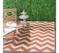 SAFAVIEH Tapis géométrique pour Salon, Salle à manger, Chambre à coucher - Courtyard Collection, Tapis à poil court, Terracotta et beige, 160 X 231 cm