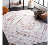 Safavieh Tapis géométrique pour Salon, Salle à Manger, Chambre à Coucher - Collection Faux Hide - Poils Courts, Beige et Marron, 152 x 244 cm
