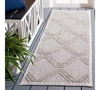 SAFAVIEH Tapis géométrique pour Salon, Salle à Manger, Chambre à Coucher - Global Collection, Tapis à Poil Court, Gris et Gris Clair, 66 X 183 cm
