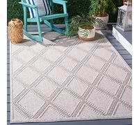 SAFAVIEH Tapis géométrique pour Salon, Salle à Manger, Chambre à Coucher - Global, Poils Courts, Gris et Gris Clair, 160 x 160 cm