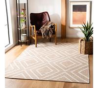 SAFAVIEH Tapis géométrique pour Salon, Salle à manger, Chambre à coucher - Kilim Collection, Tapis à poil court, Beige et Ivoire, 152 X 244 cm