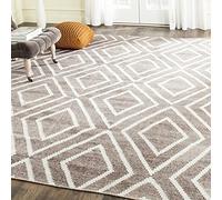 SAFAVIEH Tapis géométrique pour Salon, Salle à manger, Chambre à coucher - Kilim Collection, Tapis à poil court, Taupe et Ivoire, 244 X 305 cm