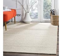 SAFAVIEH Tapis géométrique pour Salon, Salle à Manger, Chambre à Coucher - Natura Collection, Tapis à Poil Court, Argent et Ivoire, 152 X 244 cm