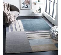 Safavieh Tapis géométrique pour Salon, Salle à Manger, Chambre à Coucher - Orwell Collection, Tapis à Poil Court, Fusain et Beige, 122 X 183 cm