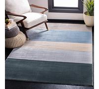 Safavieh Tapis géométrique pour Salon, Salle à Manger, Chambre à Coucher - Orwell Collection, Tapis à Poil Court, Bleu et Gris, 122 X 183 cm