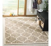 SAFAVIEH Tapis Géométrique Salon, Salle à manger, Chambre à coucher - Courtyard Collection, Tapis à poil court, Marron et os, 79 X 152 cm