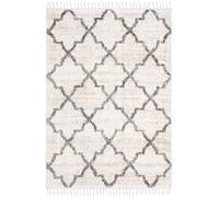 Safavieh Tapis marocain à Poils Courts pour Salon, Salle à Manger, Chambre à Coucher - Collection Berbère à Franges - Poils Courts - Crème et Gris - 122 x 183 cm