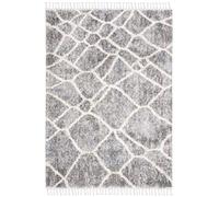 Safavieh Tapis marocain à Poils Courts pour Salon, Salle à Manger, Chambre à Coucher - Collection Berbère à Franges - Poils Courts - Gris et crème - 183 x 274 cm
