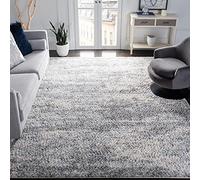 Safavieh Tapis marocain Shaggy pour Salon, Salle à Manger, Chambre à Coucher - Collection Berbère Shag à Poils Courts Gris et crème 99 x 160 cm