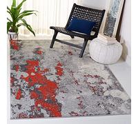 Safavieh Tapis Moderne Abstrait pour Salon, Salle à Manger, Chambre à Coucher - Collection Adirondack, Poils Courts, Orange et Gris, 155 x 229 cm