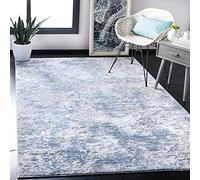 Safavieh Tapis Moderne Abstrait pour Salon, Salle à Manger, Chambre à Coucher - Collection Amelia - Poils Courts - Gris et Bleu - 122 x 183 cm