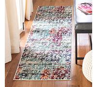 Safavieh Tapis Moderne Chic pour Salon, Salle à Manger, Chambre à Coucher - Collection Madison - Poils Courts - Bleu et Vert - 61 x 244 cm